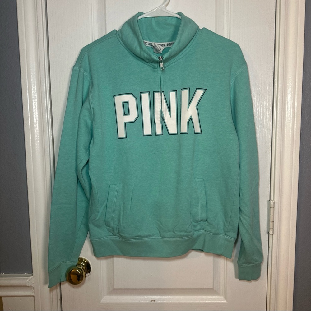 PINK by Victoria Secret Sweater Women Size Small Half Zip w/ Kangaroo Pockets‎